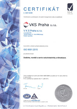 Certifikát ISO 9001:2015
